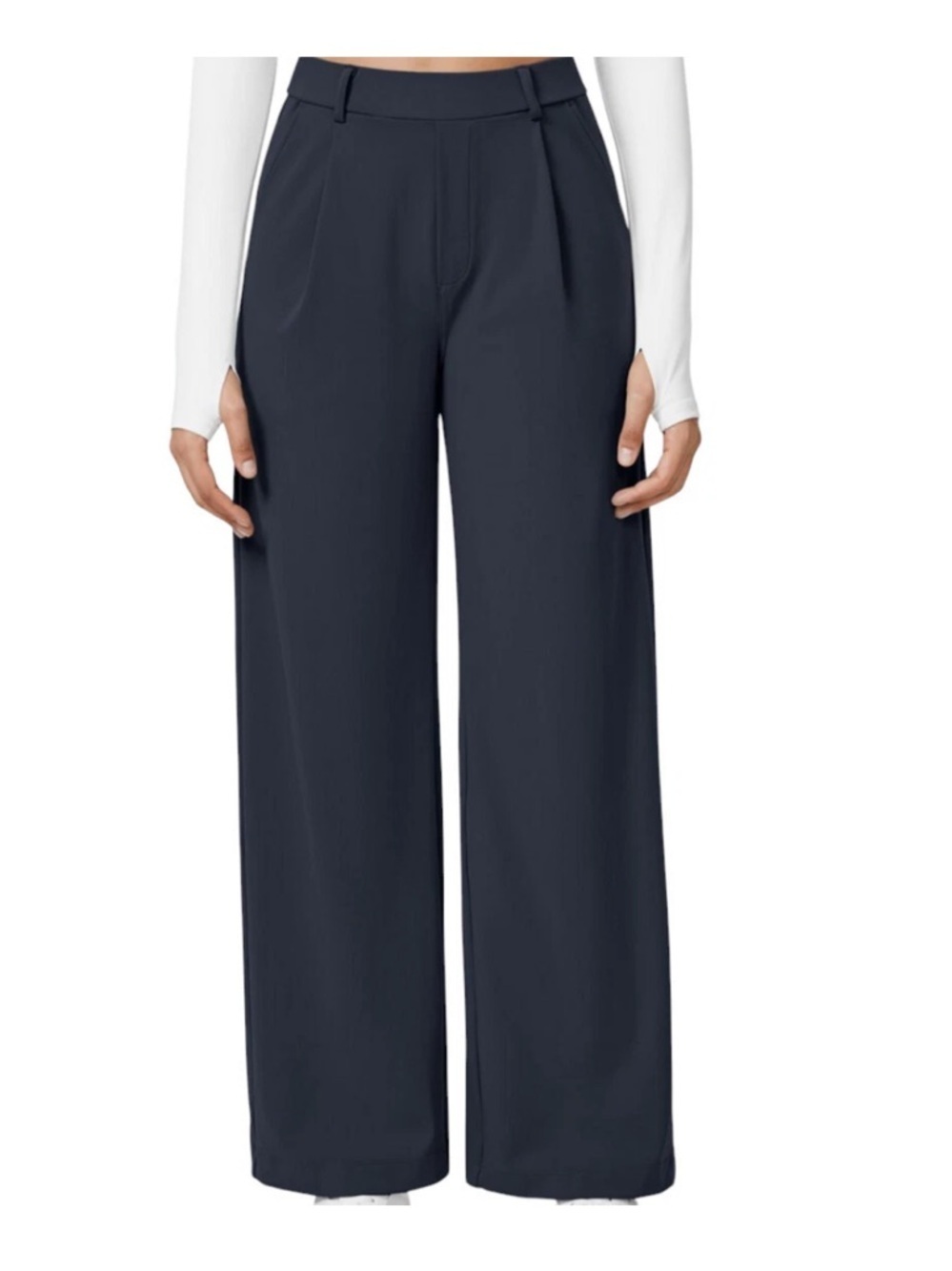 Halara HaloTek Air Navy High Waist Pleated Pull On Pocket Pants XL Tall Comfy